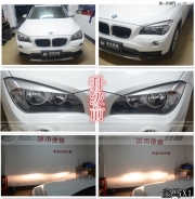 長沙城市夜鷹改燈寶馬X1改天使眼氙氣大燈低配升級原裝高配