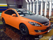 馬自達(dá)全車亞光橙局部亞光黑車身改色案例