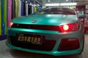 武漢車(chē)身改色 大眾尚酷全車(chē)超亞金屬青綠改色貼膜案例 武...