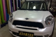 車身改色膜　寶馬mini全車陶瓷白改色貼膜案例　武漢車魔方