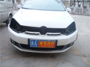 西寧大眾高爾夫6車燈改Q5雙光透鏡+紅色惡魔眼